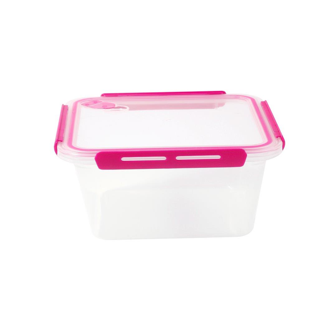 Multipurpose Clear Plastic Clip Lock Lunch Box Storage Box Food Container Set of 3 Pcs 16x16x12.2cm 1650 ml/ 16x16x7.8cm 1000 ml/16x16x4.8cm 550 ml