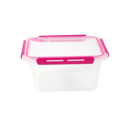 Multipurpose Clear Plastic Clip Lock Lunch Box Storage Box Food Container Set of 3 Pcs 16x16x12.2cm 1650 ml/ 16x16x7.8cm 1000 ml/16x16x4.8cm 550 ml