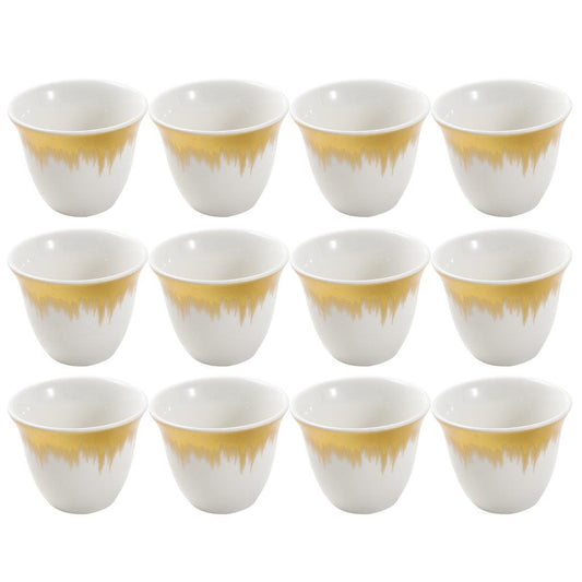 Ceramic Coffee Cawa Shafee Cup Set of 12 Pcs Abstract Design 6.5*5 cm 75 ml