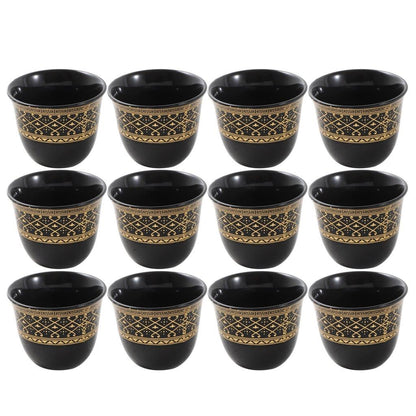 Ceramic Coffee Cawa Shafee Cup Set of 12 Pcs Abstract Design 6.5*5 cm 75 ml