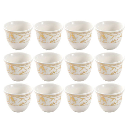 Ceramic Coffee Cawa Shafee Cup Set of 12 Pcs Abstract Design 6.5*5 cm 75 ml