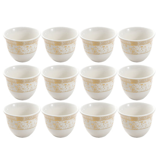 Ceramic Coffee Cawa Shafee Cup Set of 12 Pcs Abstract Design 6.5*5 cm 75 ml