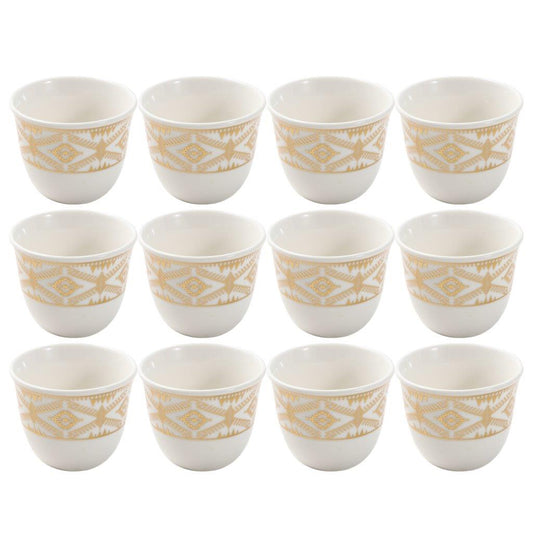 Ceramic Coffee Cawa Shafee Cup Set of 12 Pcs Abstract Design 6.5*5 cm 75 ml