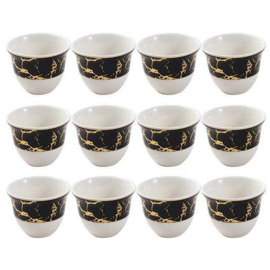 Ceramic Coffee Cawa Shafee Cup Set of 12 Pcs Abstract Design 6.5*5 cm 75 ml
