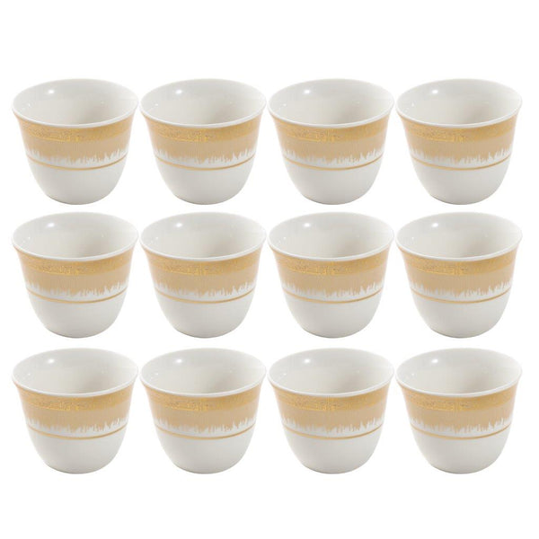 Ceramic Coffee Cawa Shafee Cup Set of 12 Pcs Abstract Design 6.5*5 cm 75 ml