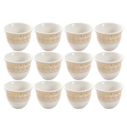 Ceramic Coffee Cawa Shafee Cup Set of 12 Pcs Abstract Design 6.5*5 cm 75 ml