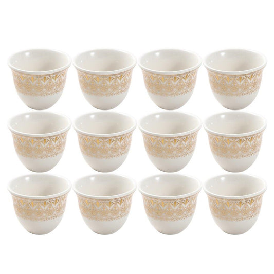 Ceramic Coffee Cawa Shafee Cup Set of 12 Pcs Abstract Design 6.5*5 cm 75 ml