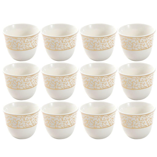 Ceramic Coffee Cawa Shafee Cup Set of 12 Pcs Abstract Design 6.5*5 cm 75 ml