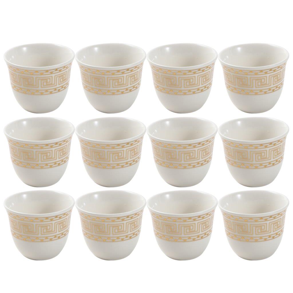 Ceramic Coffee Cawa Shafee Cup Set of 12 Pcs Abstract Design 6.5*5 cm 75 ml