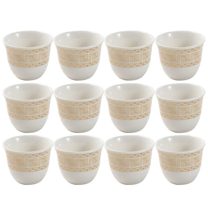 Ceramic Coffee Cawa Shafee Cup Set of 12 Pcs Abstract Design 6.5*5 cm 75 ml