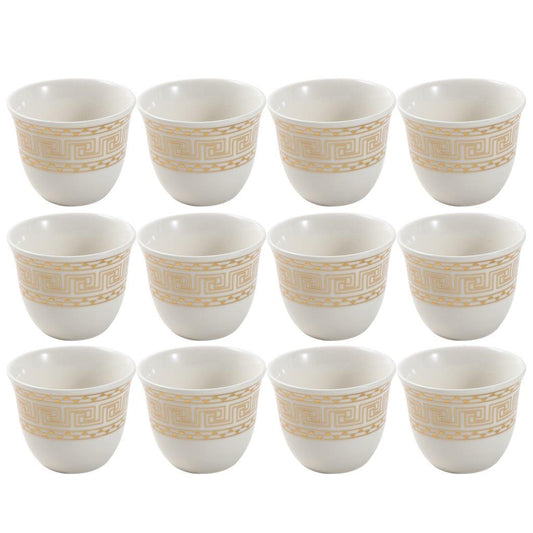 Ceramic Coffee Cawa Shafee Cup Set of 12 Pcs Abstract Design 6.5*5 cm 75 ml