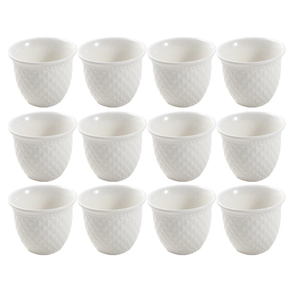 Ceramic Coffee Cawa Shafee Cup Set of 12 Pcs Abstract Design 6.5*5 cm 75 ml