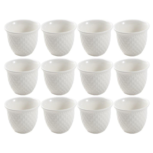 Ceramic Coffee Cawa Shafee Cup Set of 12 Pcs Abstract Design 6.5*5 cm 75 ml