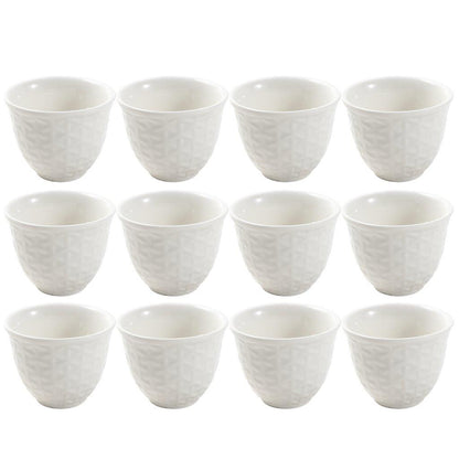 Ceramic Coffee Cawa Shafee Cup Set of 12 Pcs Abstract Design 6.5*5 cm 75 ml