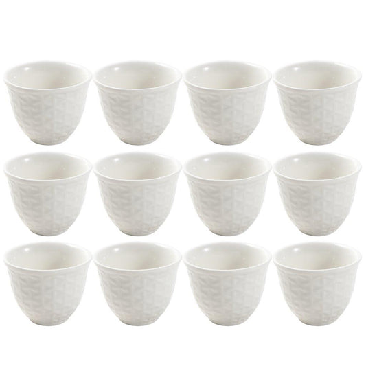 Ceramic Coffee Cawa Shafee Cup Set of 12 Pcs Abstract Design 6.5*5 cm 75 ml