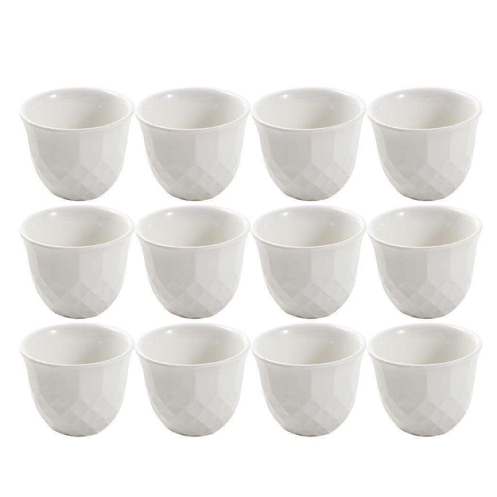 Ceramic Coffee Cawa Shafee Cup Set of 12 Pcs Abstract Design 6.5*5 cm 75 ml
