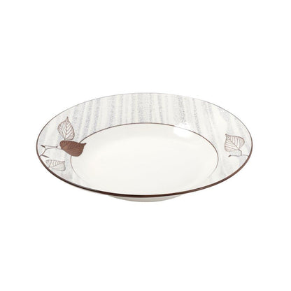White Floral Pattern Ceramic Round Serving Plate Serveware Dinnerware 23 cm