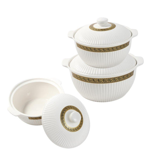 Ceramic Soup Tureen Casserole Dish Bowl Set of 3 Pcs 27/23/20 cm*12 cm