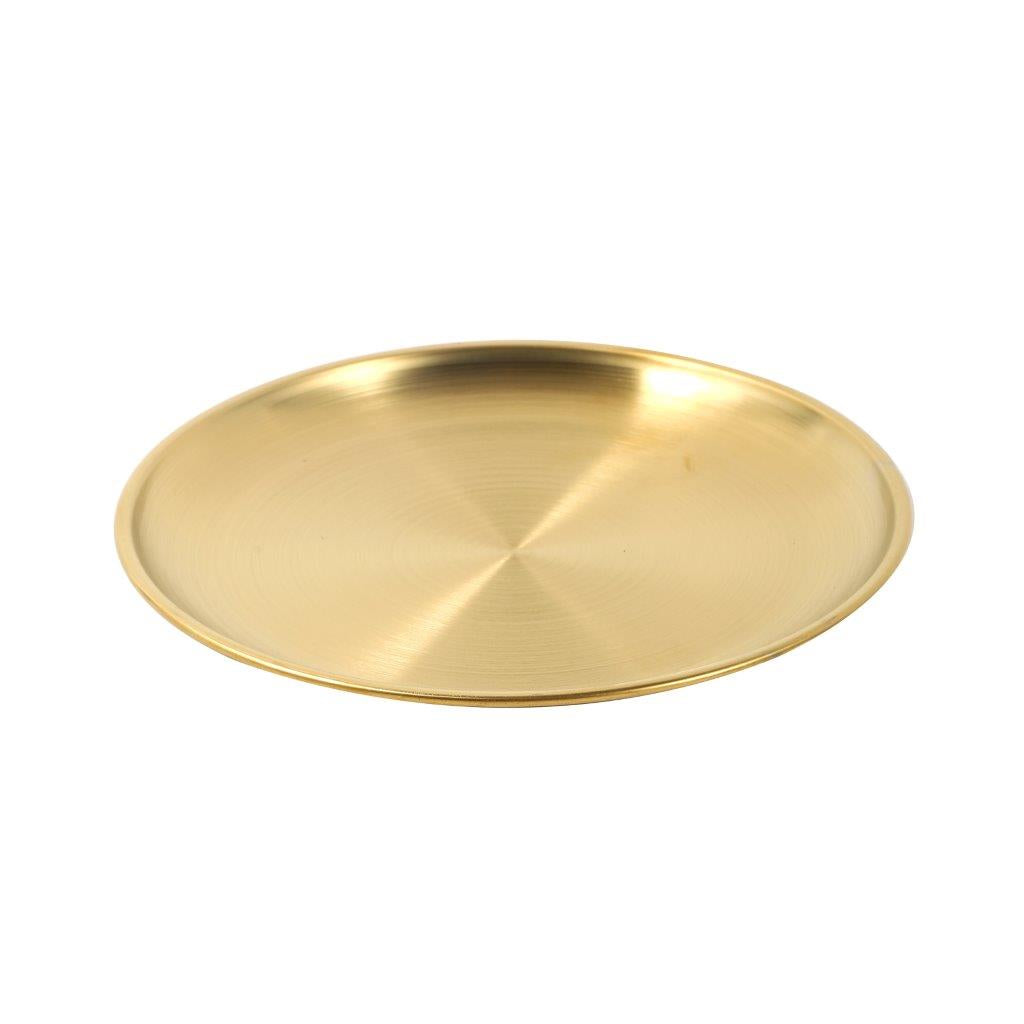 Gold Plated Stainless Steel Serving Dish Plate Round Tray 14 cm