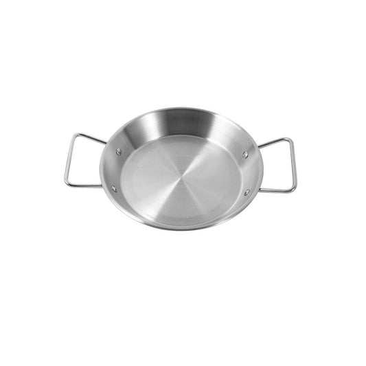 Stainless Steel Wok Pan Flat Karahi Paella Pan with Handles 32 cm