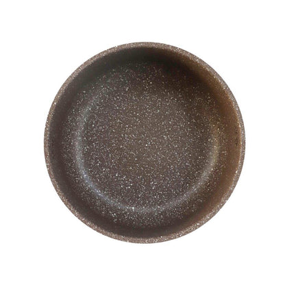 Brown Granite Non Stick Marble Coated Die Cast Aluminium Saucepan with Lid  Induction Silicone Handle  28 cm