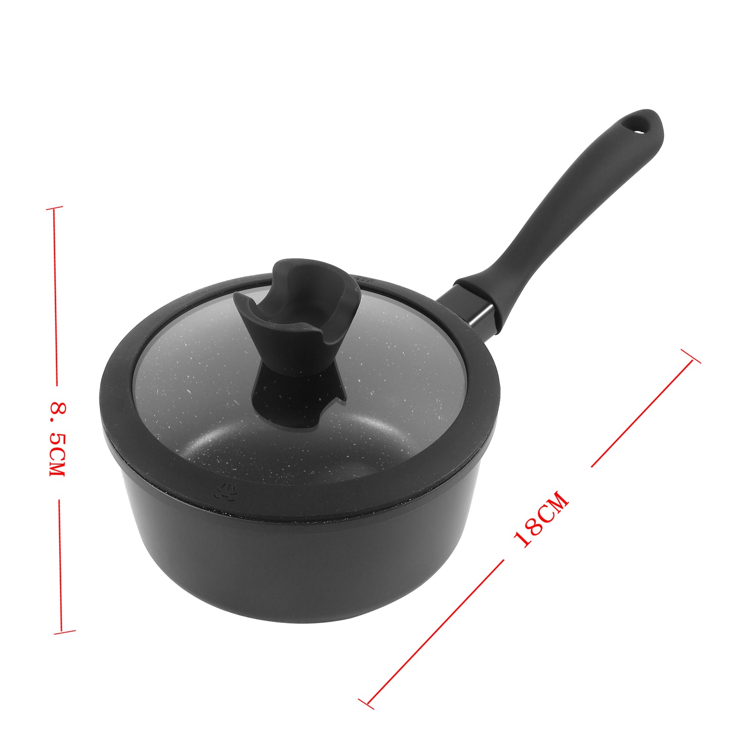 Granite Casserole Pot - Black - 18 cm
