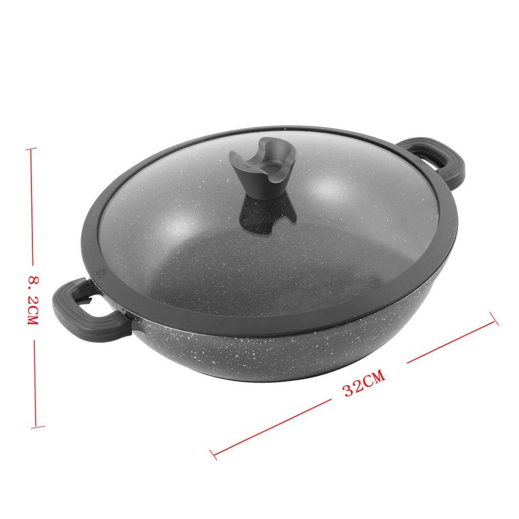 Low Casserole Marble Grey  32 cm
