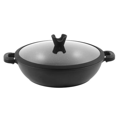 Granite Low Casserole Black  32 cm