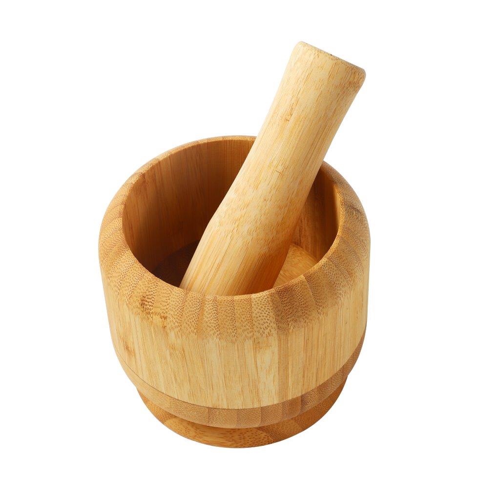 Bamboo Garlic Mortar and Pestle 12.5*11 cm