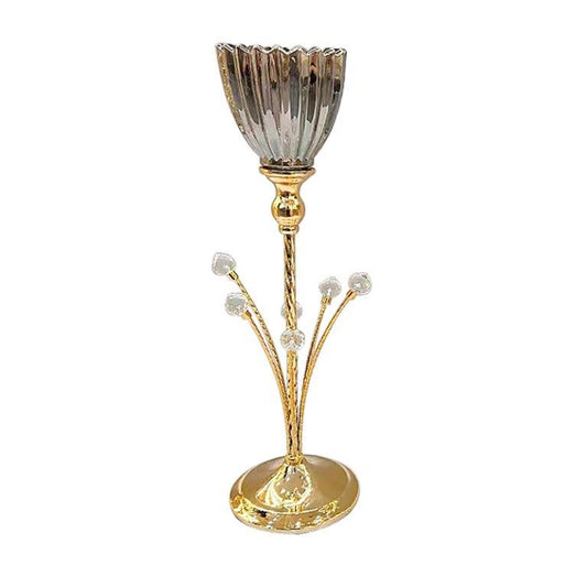 Elegant Glass Craft Metal Candleholder Wedding Table Centrepiece 13*44 cm