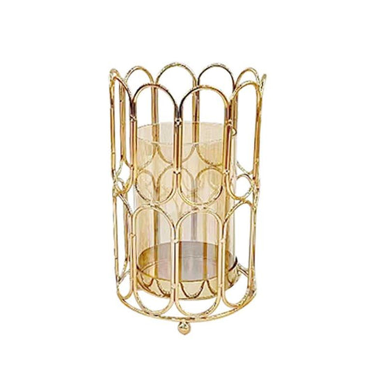 Elegant Glass Craft Metal Candleholder Wedding Table Centrepiece 14*22 cm