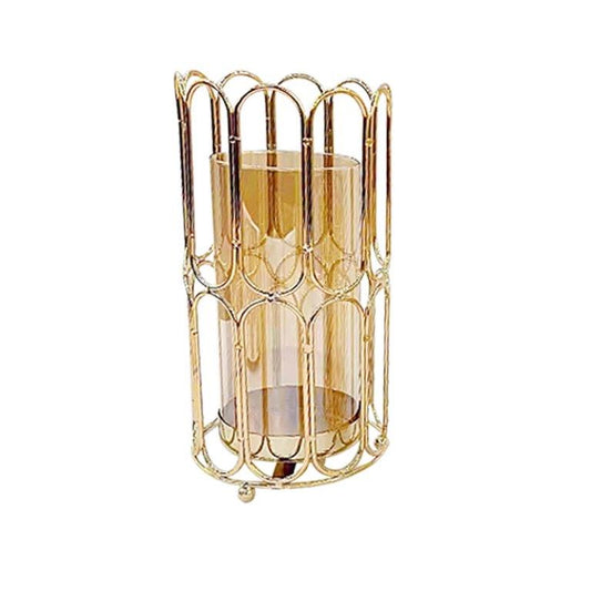 Elegant Glass Craft Metal Candleholder Wedding Table Centrepiece 14*27 cm