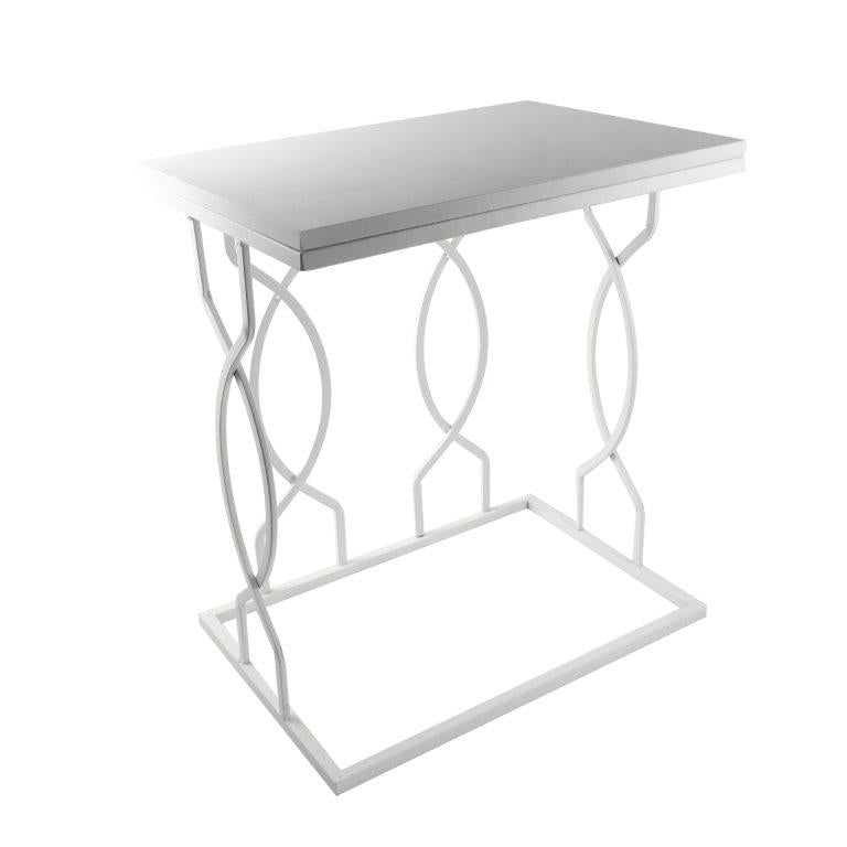 Metal Marble top Abstract Design Rectangle Side Table Set of 2 48*32*50/28*41*45 cm