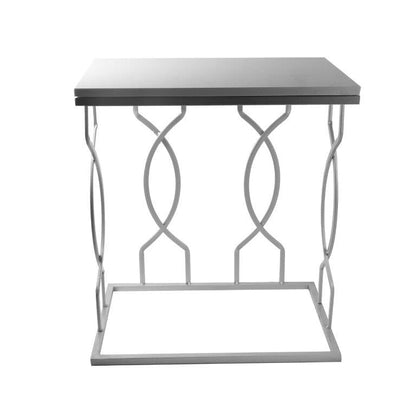 Metal Marble top Abstract Design Rectangle Side Table Set of 2 48*32*50/28*41*45 cm