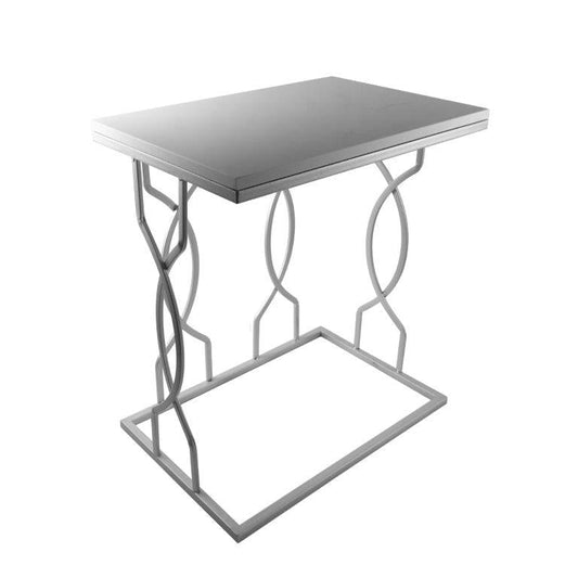 Metal Marble top Abstract Design Rectangle Side Table Set of 2 48*32*50/28*41*45 cm
