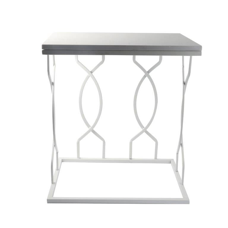 Metal Marble top Abstract Design Rectangle Side Table Set of 2 48*32*50/28*41*45 cm