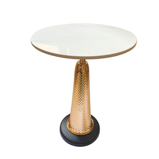Metal Marbletop Abstract Design Round Side Table Corner Table 42X52 cm