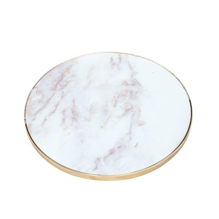 Round Gold Metal Accent Nesting Coffee Table Marble Pattern Top Set of 3 Pcs 40*40/50*44/60*48 cm