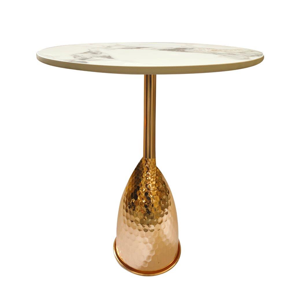 Ultra Modern Designer Stone Top Metal Frame Round Side/Centre Table 38*51 cm