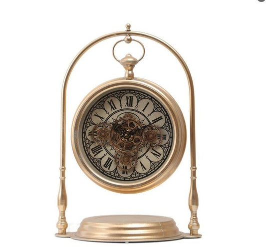 Modern Mechanical Display Metal Round Wall Clock with Stand Frame 45*35*67 cm
