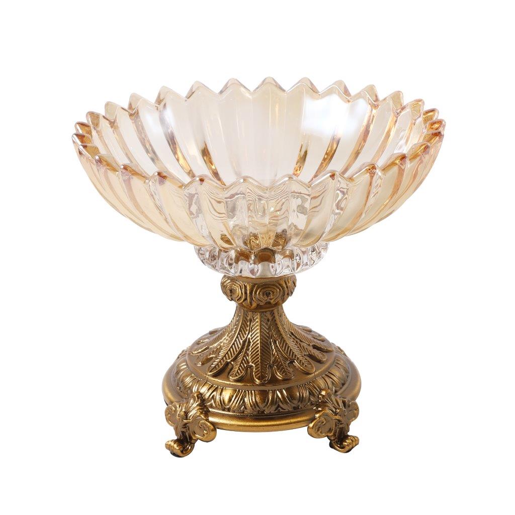 Moroccan Glass Craft Deco Bowl Gold Vase Wedding Table Centrepiece 20*17 cm