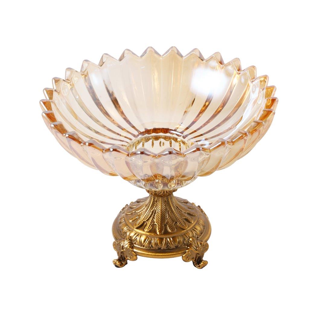 Moroccan Glass Craft Deco Bowl Gold Vase Wedding Table Centrepiece 25*19 cm