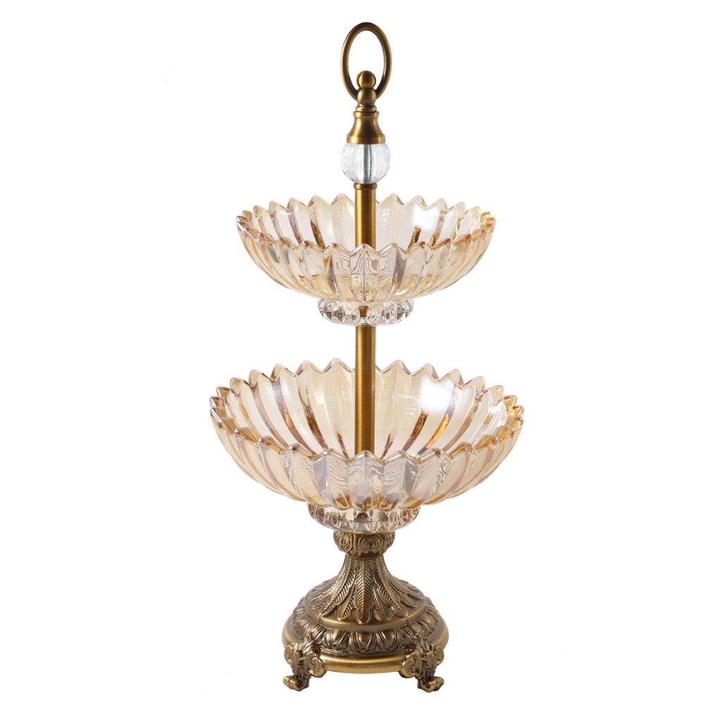 Moroccan Glass Craft Deco Cake Stand Gold Vase Wedding Table Centrepiece 46*25*20 cm