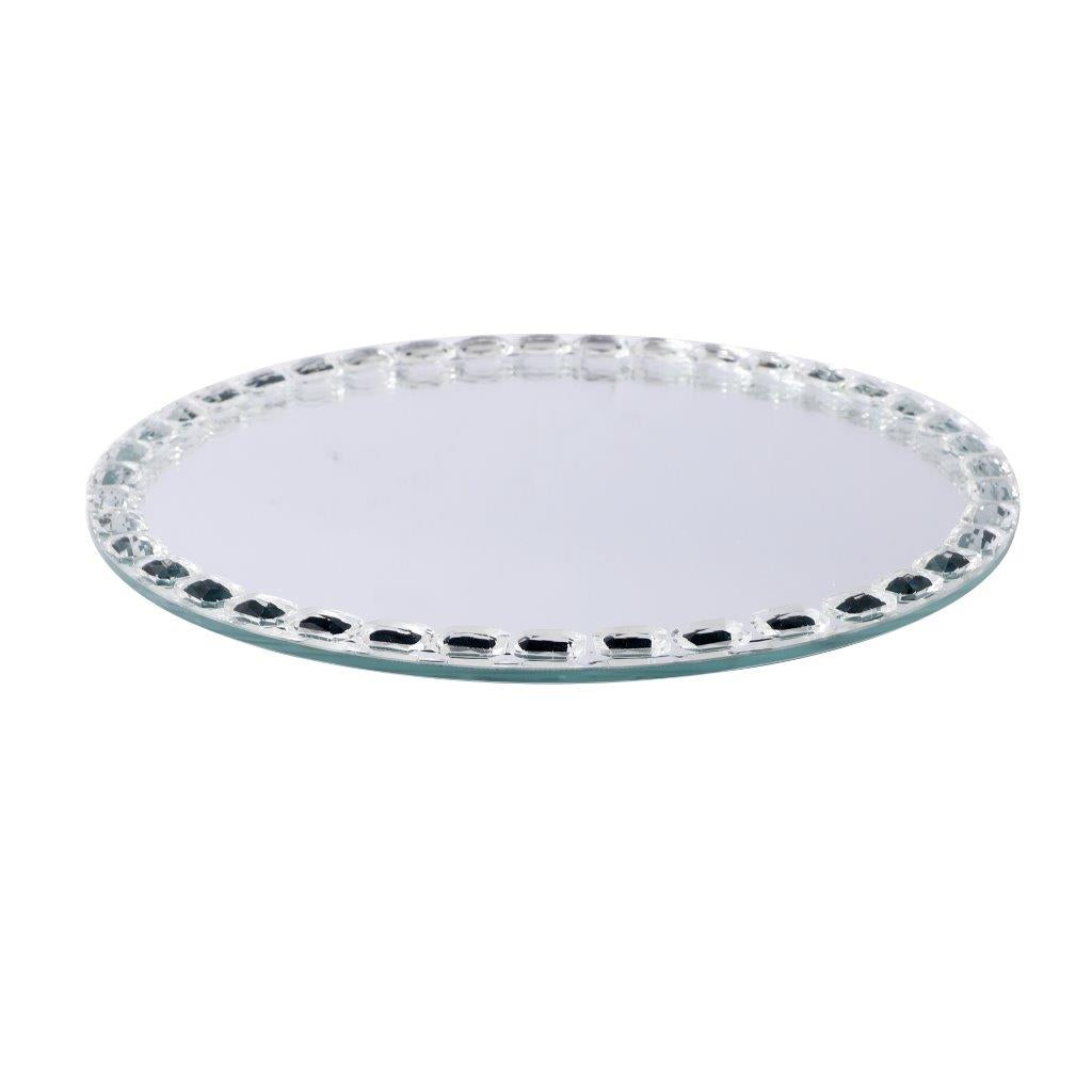 Home Decor Crystal Glass Round Tray Plate 25 cm