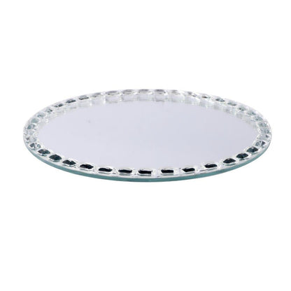 Home Decor Crystal Glass Round Tray Plate 25 cm