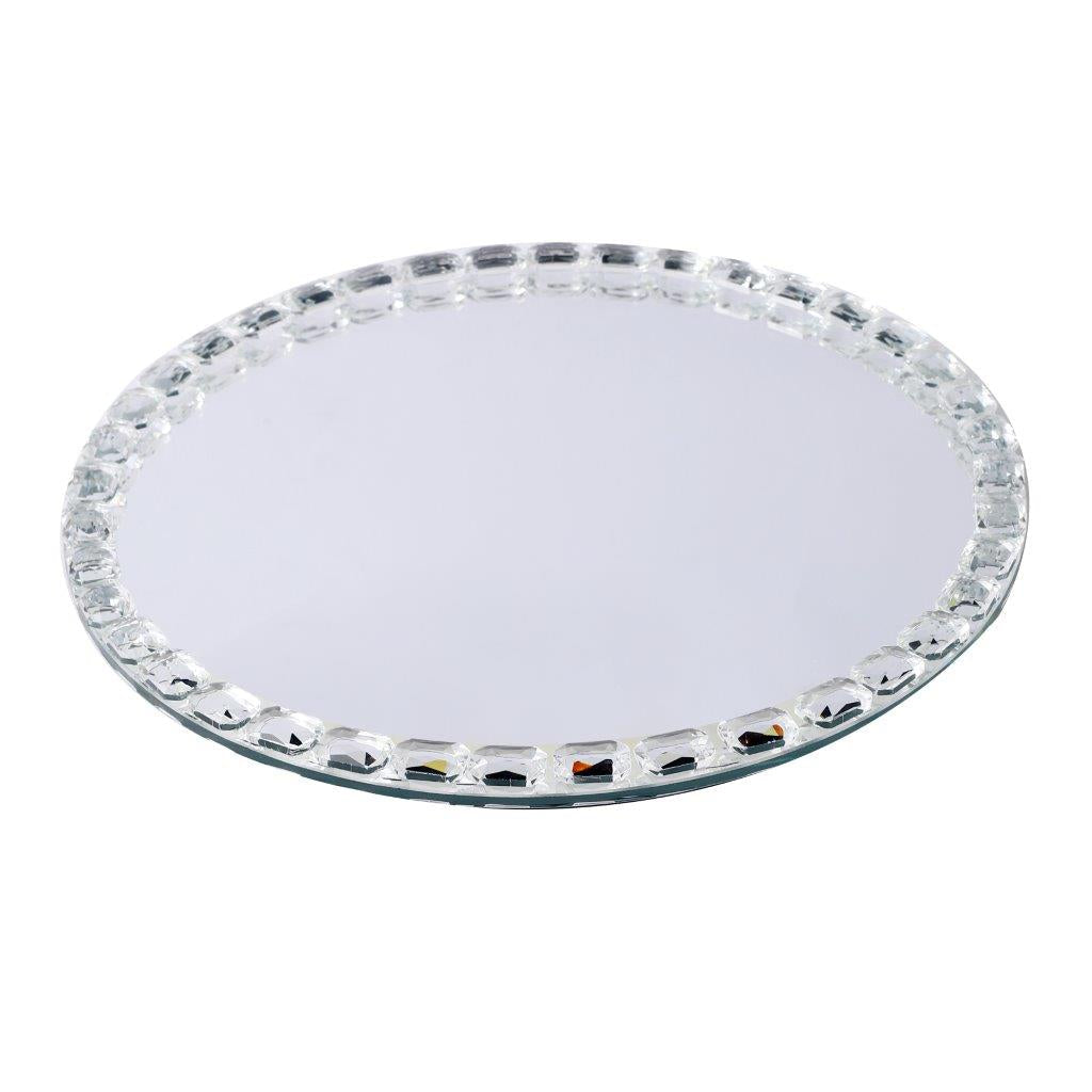 Home Decor Crystal Glass Round Tray Plate 25 cm