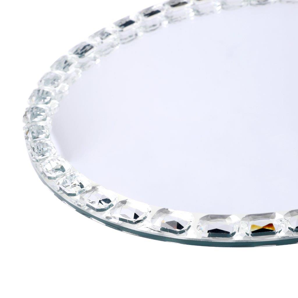 Home Decor Crystal Glass Round Tray Plate 25 cm