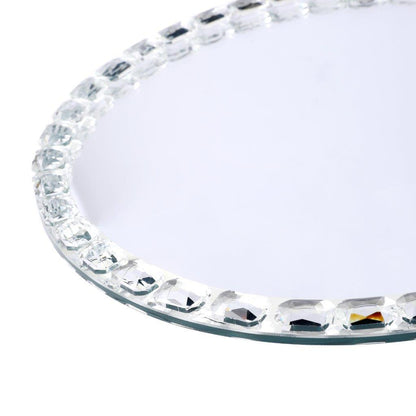 Home Decor Crystal Glass Round Tray Plate 25 cm