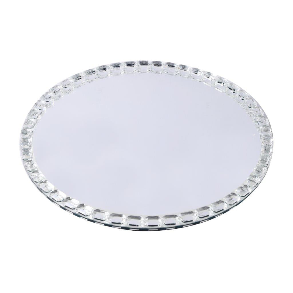 Home Decor Crystal Glass Round Tray Plate 30 cm