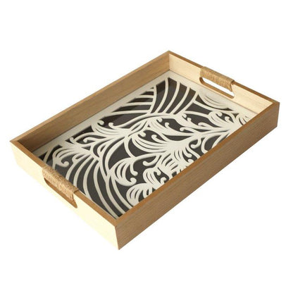 Abstract Deco Food Tray MDF Rectangle Serving Tray Set of 2 Pcs